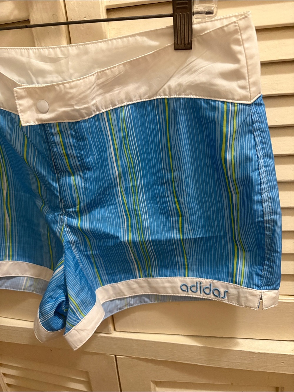 adidas Blue and White Striped Athletic Shorts